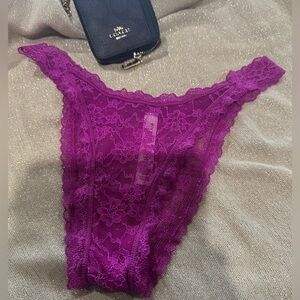 Victoria's Secret Floral Lace Panty in Rich Purple